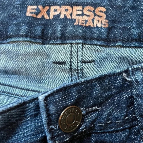 Express Vtg y2k Micro Mini Skirt Denim Jean Low Rise Preppy Sz 6 - Picture 5 of 9